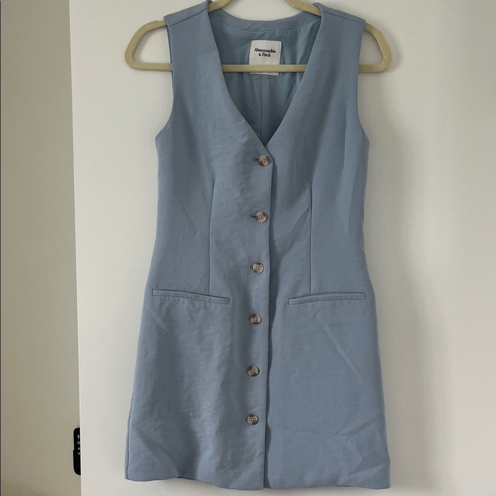 Abercrombie & Fitch Light Blue Button-Front Mini Dress